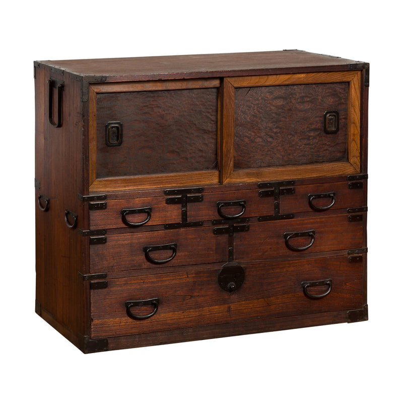 Japanese Meiji Period 19th Century Tansu Chest with Sliding Chest and Drawers-YN7851-1. Asian & Chinese Furniture, Art, Antiques, Vintage Home Décor for sale at FEA Home