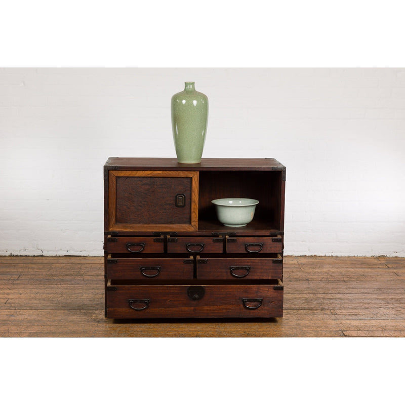 Japanese Meiji Period 19th Century Tansu Chest with Sliding Chest and Drawers-YN7851-4. Asian & Chinese Furniture, Art, Antiques, Vintage Home Décor for sale at FEA Home