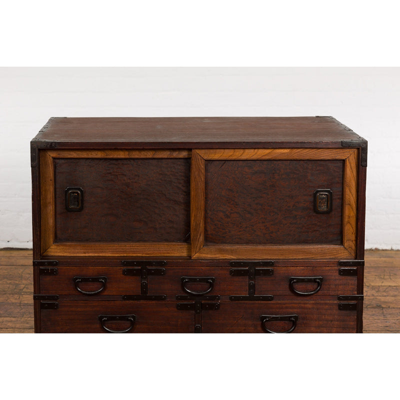 Japanese Meiji Period 19th Century Tansu Chest with Sliding Chest and Drawers-YN7851-7. Asian & Chinese Furniture, Art, Antiques, Vintage Home Décor for sale at FEA Home