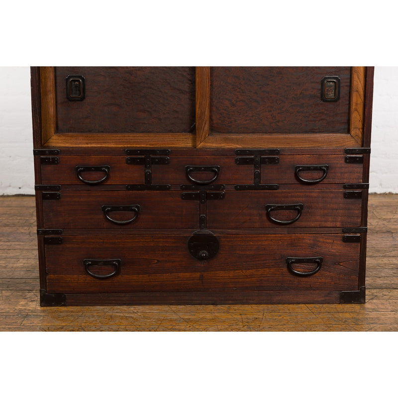 Japanese Meiji Period 19th Century Tansu Chest with Sliding Chest and Drawers-YN7851-8. Asian & Chinese Furniture, Art, Antiques, Vintage Home Décor for sale at FEA Home
