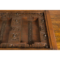 Antique Sheesham Wood and Iron Exterior Door Made into a Coffee Table