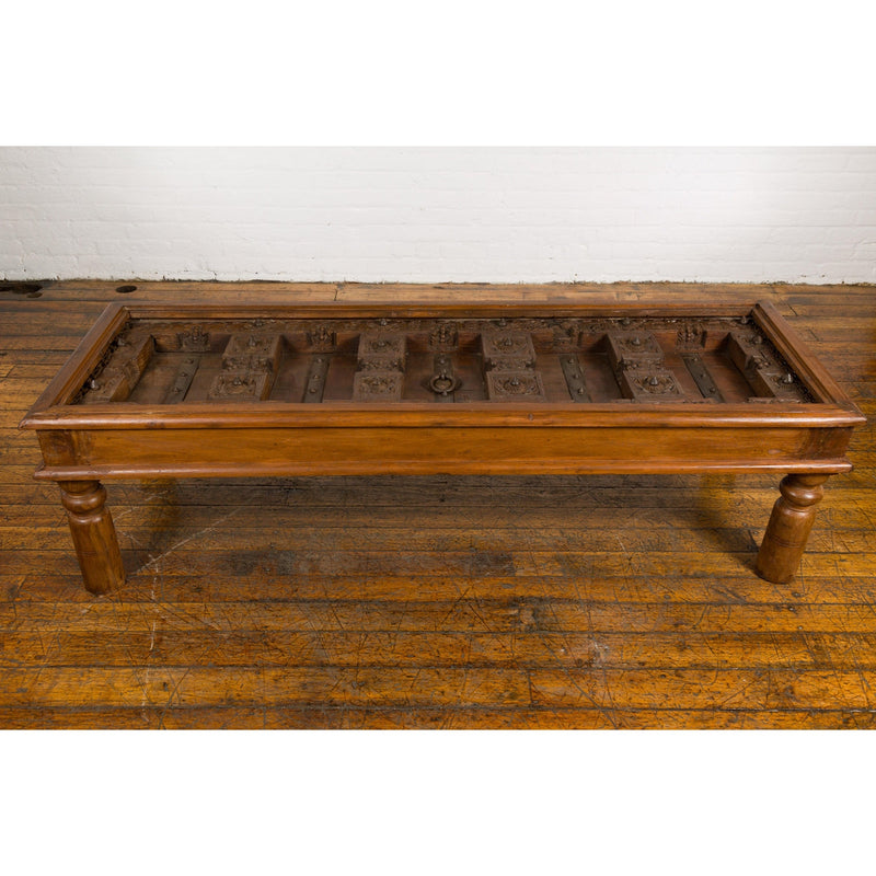 Antique Sheesham Wood and Iron Exterior Door Made into a Coffee Table-YN7853-4. Asian & Chinese Furniture, Art, Antiques, Vintage Home Décor for sale at FEA Home