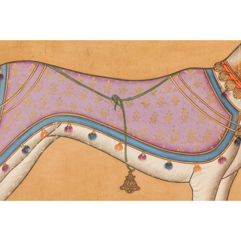 Framed Hand-Painted Royal Greyhound Dog Mounted on Fabric-YN7856-8. Asian & Chinese Furniture, Art, Antiques, Vintage Home Décor for sale at FEA Home