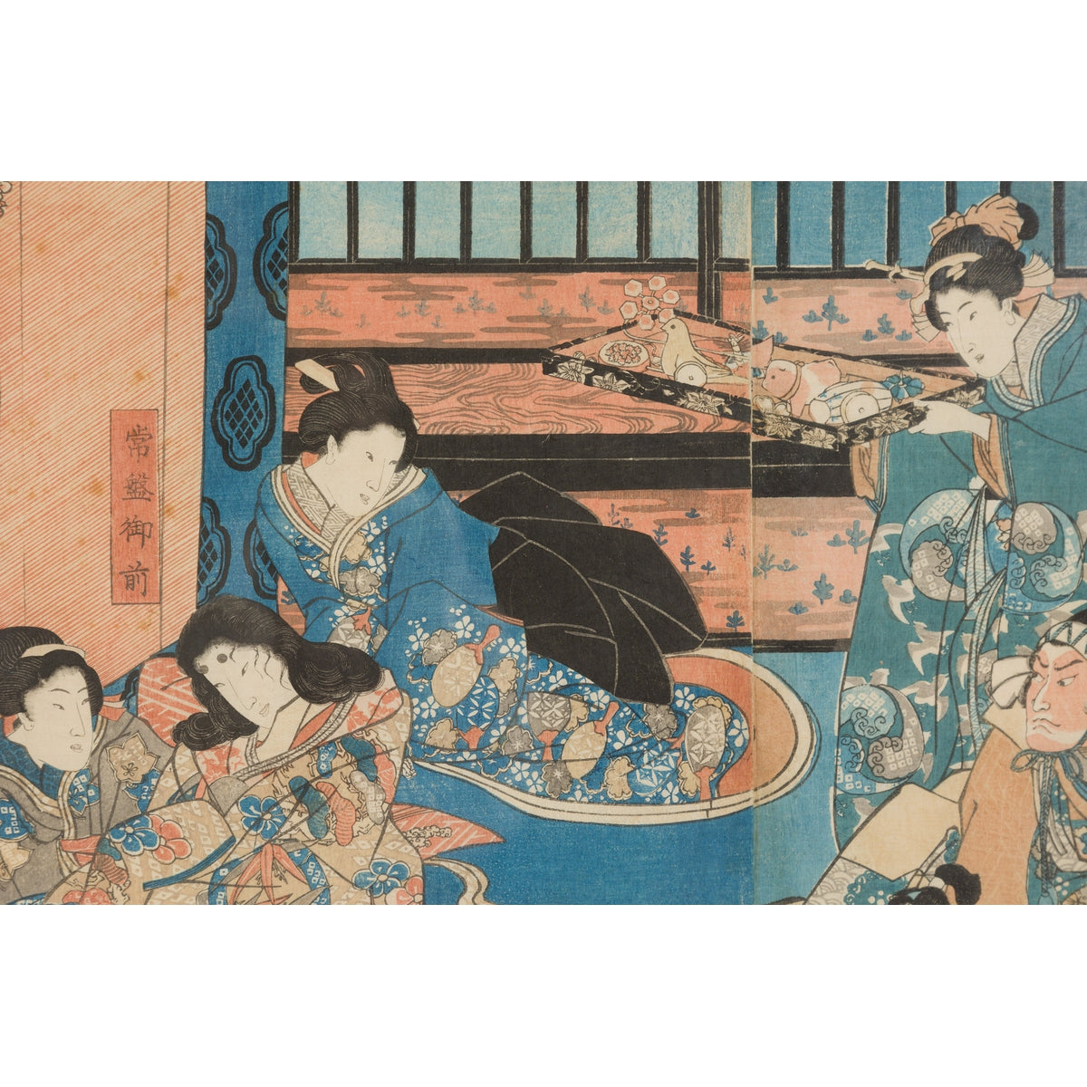 Japanese Meiji Period 19th Century Signed Diptych Woodblock Print, Custom Framed-11. Asian &amp; Chinese Furniture, Art, Antiques, Vintage Home Décor for sale at FEA Home