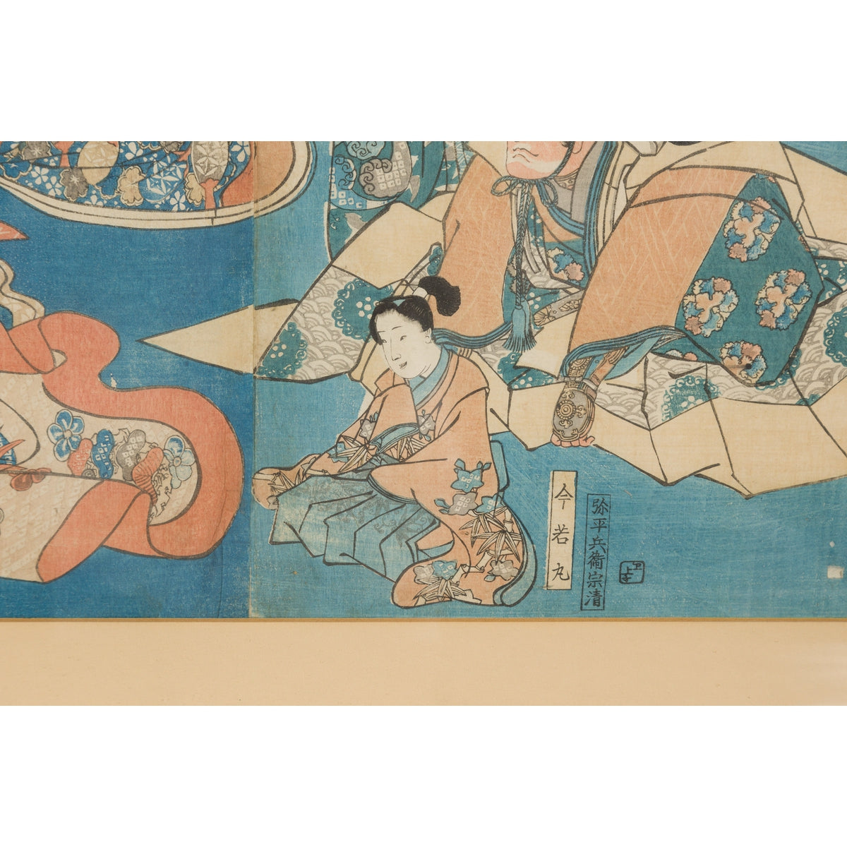 Japanese Meiji Period 19th Century Signed Diptych Woodblock Print, Custom Framed-14. Asian &amp; Chinese Furniture, Art, Antiques, Vintage Home Décor for sale at FEA Home