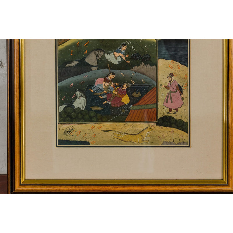Mughal Style Watercolor on Paper Painting Depicting a Royal Court Scene, Framed-YN7858-10. Asian & Chinese Furniture, Art, Antiques, Vintage Home Décor for sale at FEA Home