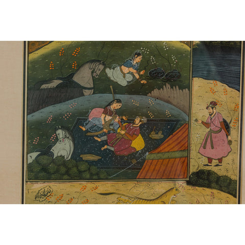 Mughal Style Watercolor on Paper Painting Depicting a Royal Court Scene, Framed-YN7858-6. Asian & Chinese Furniture, Art, Antiques, Vintage Home Décor for sale at FEA Home