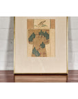 Antique Minimalist Woodblock Print with Bird and Trees in Custom Frame-5. Asian & Chinese Furniture, Art, Antiques, Vintage Home Décor for sale at FEA Home