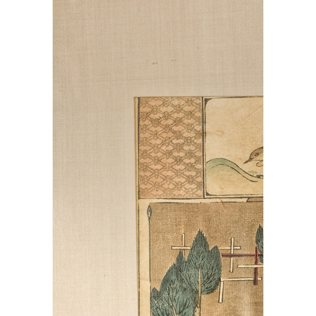 Antique Minimalist Woodblock Print with Bird and Trees in Custom Frame-8. Asian &amp; Chinese Furniture, Art, Antiques, Vintage Home Décor for sale at FEA Home