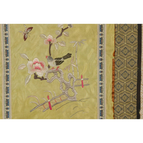 Late Qing Dynasty Embroidered Silk Fabric with Bird in Custom Frame-YN7862-10. Asian & Chinese Furniture, Art, Antiques, Vintage Home Décor for sale at FEA Home
