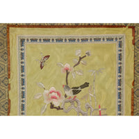 Late Qing Dynasty Embroidered Silk Fabric with Bird in Custom Frame-YN7862-9. Asian & Chinese Furniture, Art, Antiques, Vintage Home Décor for sale at FEA Home