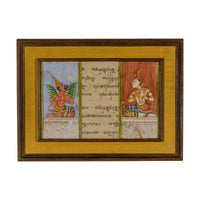 Framed Illuminated Manuscript from Thai Buddhist Prayer Book Under Glass-YN7863-15. Asian & Chinese Furniture, Art, Antiques, Vintage Home Décor for sale at FEA Home