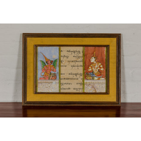 Framed Illuminated Manuscript from Thai Buddhist Prayer Book Under Glass-YN7863-4. Asian & Chinese Furniture, Art, Antiques, Vintage Home Décor for sale at FEA Home