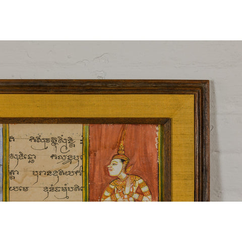 Framed Illuminated Manuscript from Thai Buddhist Prayer Book Under Glass-YN7863-6. Asian & Chinese Furniture, Art, Antiques, Vintage Home Décor for sale at FEA Home