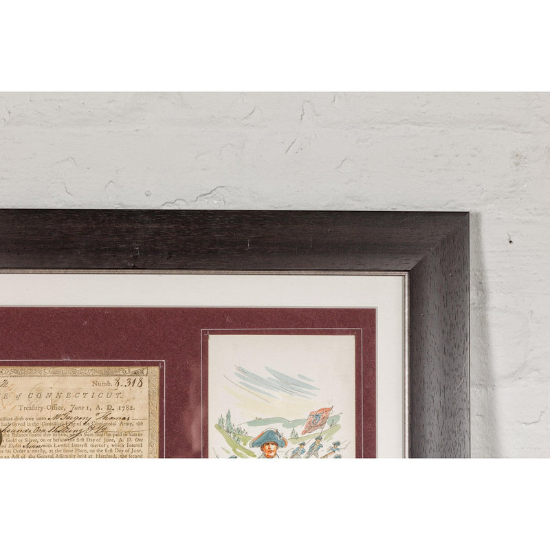 1780s American Revolutionary War Bond, State of Connecticut in Black Frame-YN7867-5. Asian & Chinese Furniture, Art, Antiques, Vintage Home Décor for sale at FEA Home
