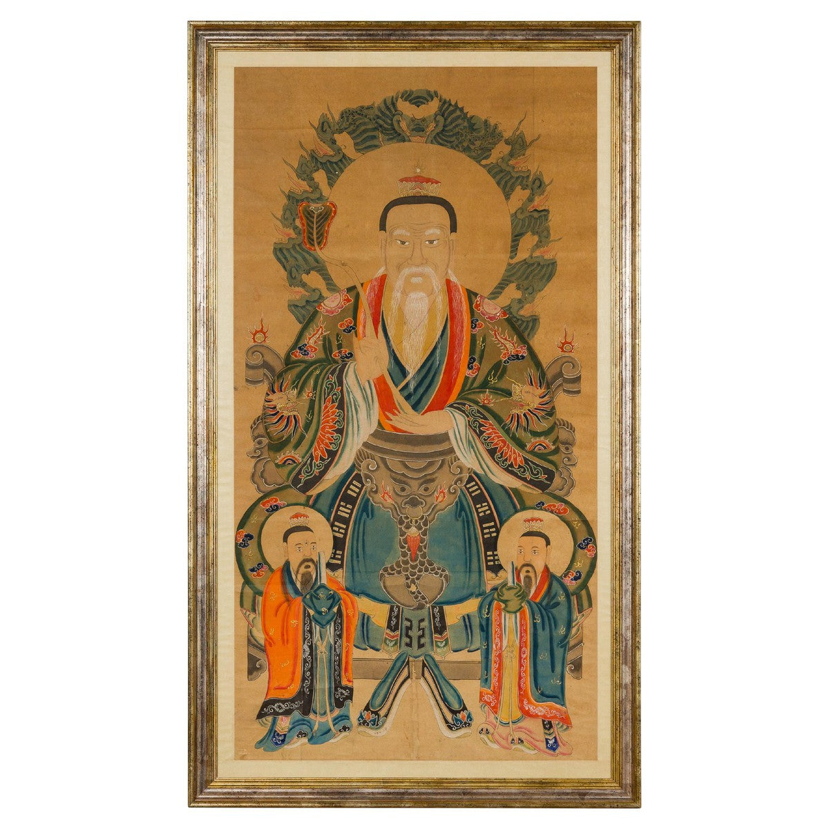 Taoist Hand-Painted Portrait on Parchment Paper in Custom Frame-1. Asian & Chinese Furniture, Art, Antiques, Vintage Home Décor for sale at FEA Home