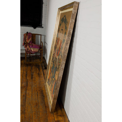 Taoist Hand-Painted Portrait on Parchment Paper in Custom Frame-YN7871-19. Asian & Chinese Furniture, Art, Antiques, Vintage Home Décor for sale at FEA Home
