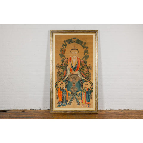 Taoist Hand-Painted Portrait on Parchment Paper in Custom Frame-YN7871-2. Asian & Chinese Furniture, Art, Antiques, Vintage Home Décor for sale at FEA Home