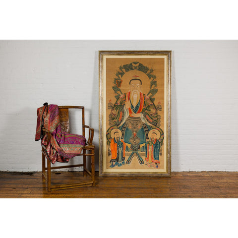 Taoist Hand-Painted Portrait on Parchment Paper in Custom Frame-YN7871-4. Asian & Chinese Furniture, Art, Antiques, Vintage Home Décor for sale at FEA Home