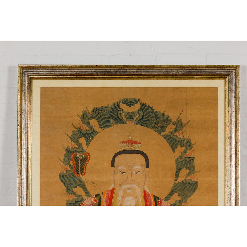 Taoist Hand-Painted Portrait on Parchment Paper in Custom Frame-YN7871-5. Asian & Chinese Furniture, Art, Antiques, Vintage Home Décor for sale at FEA Home