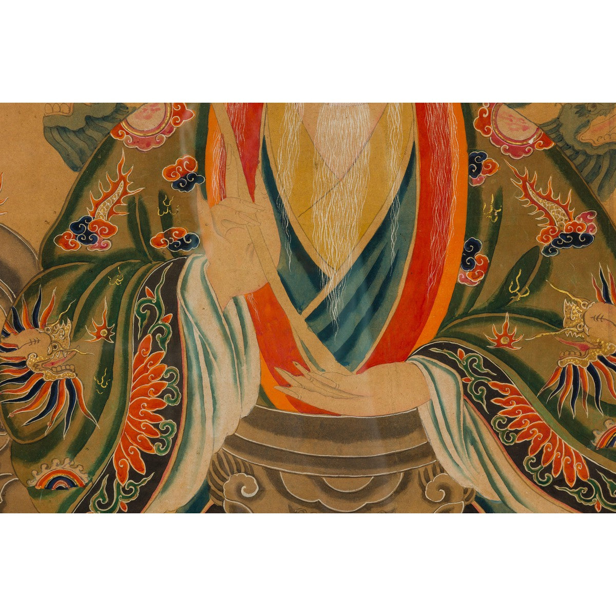 Taoist Hand-Painted Portrait on Parchment Paper in Custom Frame-8. Asian &amp; Chinese Furniture, Art, Antiques, Vintage Home Décor for sale at FEA Home