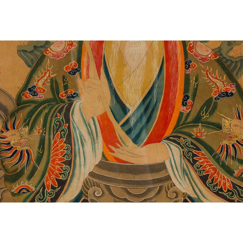 Taoist Hand-Painted Portrait on Parchment Paper in Custom Frame-YN7871-8. Asian & Chinese Furniture, Art, Antiques, Vintage Home Décor for sale at FEA Home