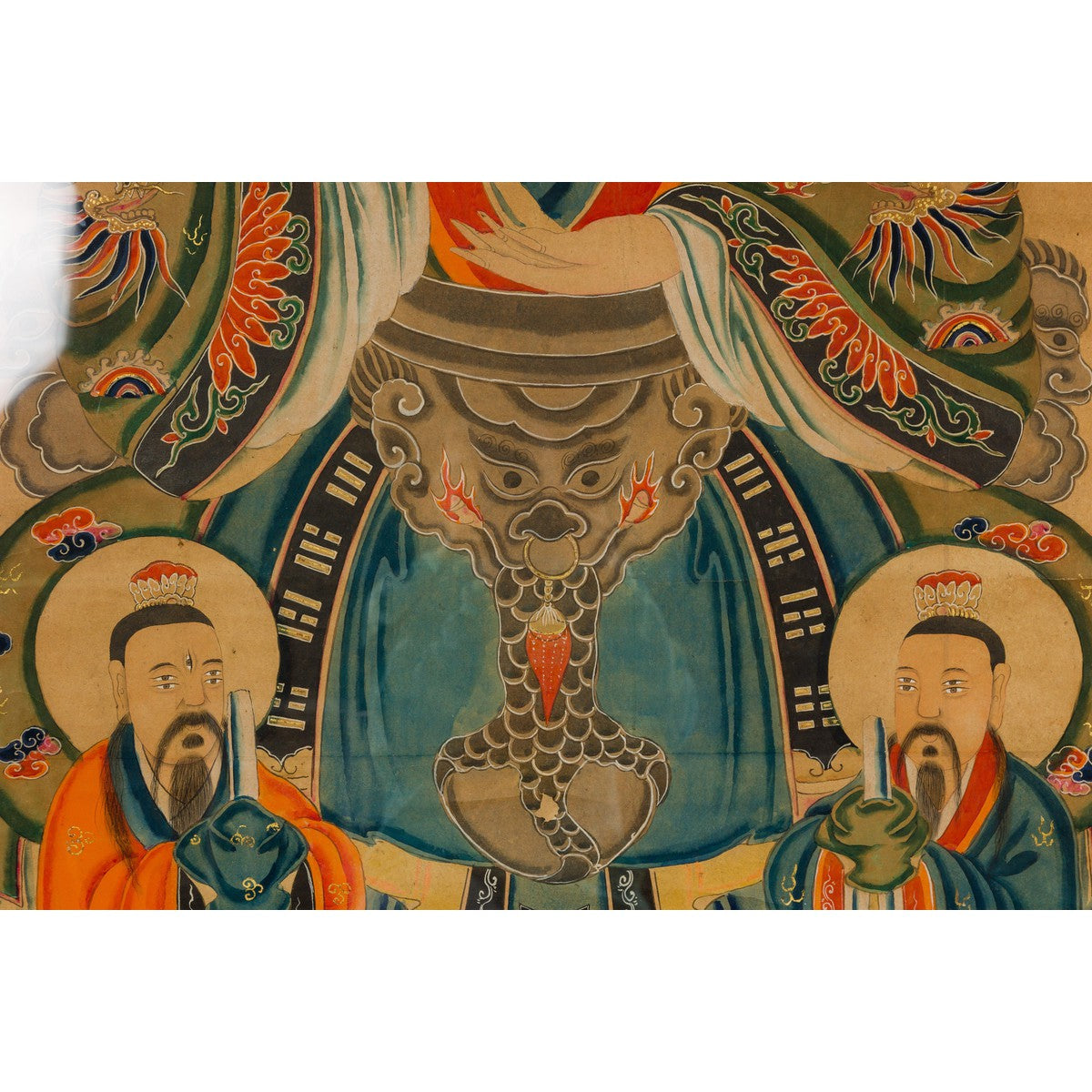 Taoist Hand-Painted Portrait on Parchment Paper in Custom Frame-9. Asian &amp; Chinese Furniture, Art, Antiques, Vintage Home Décor for sale at FEA Home