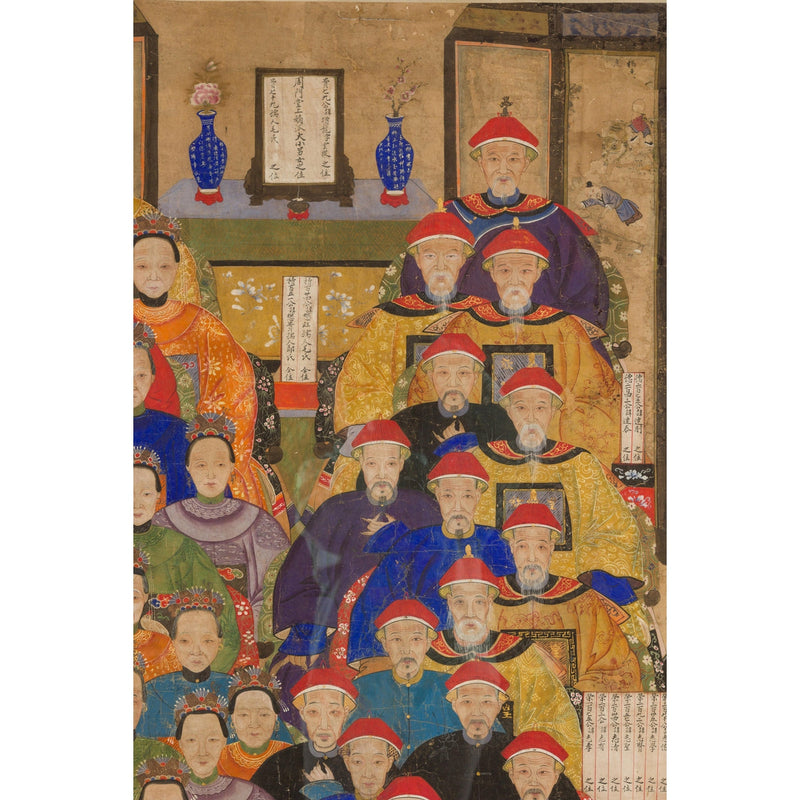 Qing Dynasty 19th Century Ancestral Group Painting on Hand Painted Parchment-YN7872-10. Asian & Chinese Furniture, Art, Antiques, Vintage Home Décor for sale at FEA Home