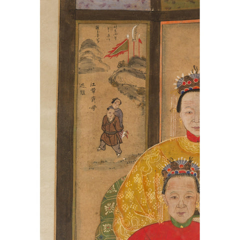 Qing Dynasty 19th Century Ancestral Group Painting on Hand Painted Parchment-YN7872-16. Asian & Chinese Furniture, Art, Antiques, Vintage Home Décor for sale at FEA Home
