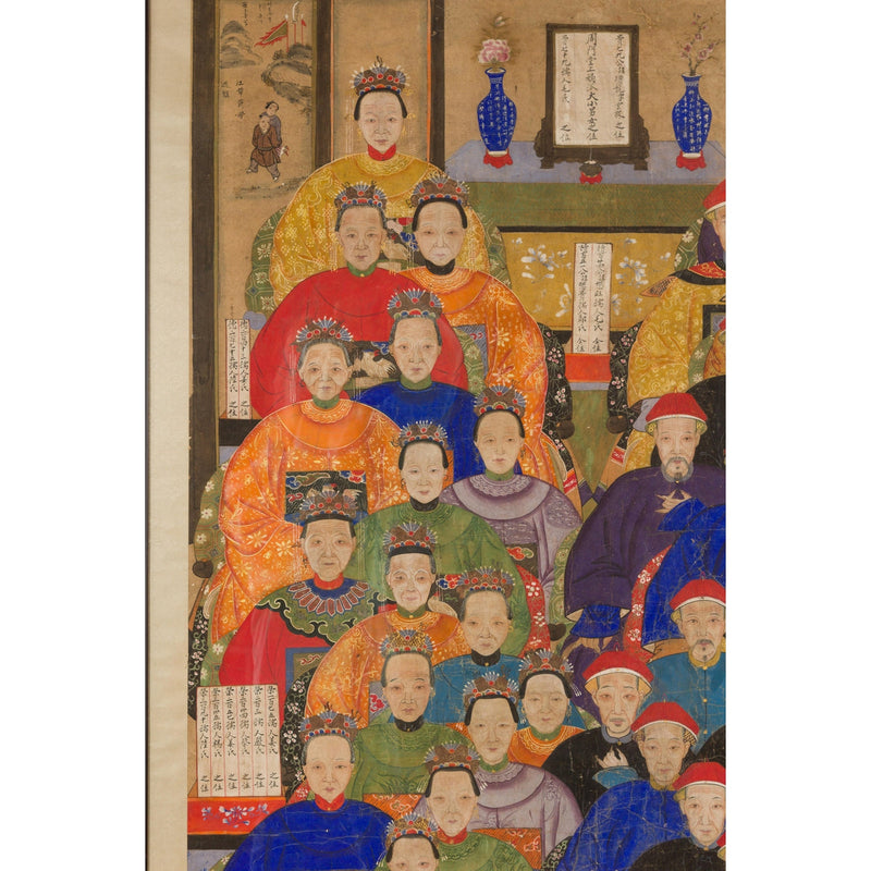 Qing Dynasty 19th Century Ancestral Group Painting on Hand Painted Parchment-YN7872-7. Asian & Chinese Furniture, Art, Antiques, Vintage Home Décor for sale at FEA Home