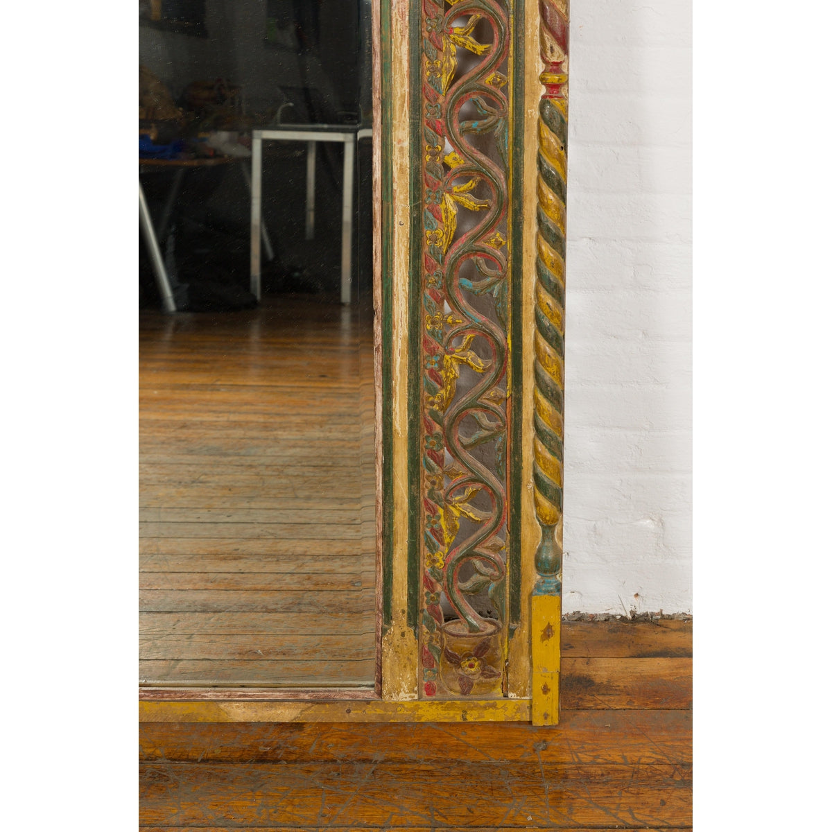 Multicolor Carved Window Frame Converted into Antique Mirror-11. Asian &amp; Chinese Furniture, Art, Antiques, Vintage Home Décor for sale at FEA Home