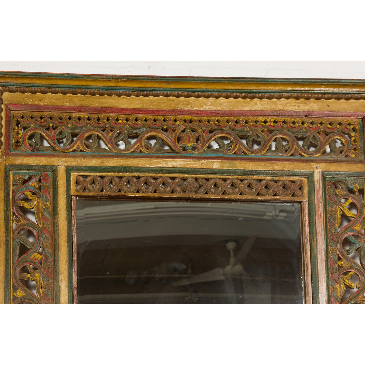 Multicolor Carved Window Frame Converted into Antique Mirror-14. Asian &amp; Chinese Furniture, Art, Antiques, Vintage Home Décor for sale at FEA Home