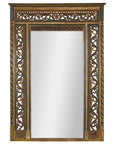 Multicolor Carved Window Frame Converted into Antique Mirror-1. Asian & Chinese Furniture, Art, Antiques, Vintage Home Décor for sale at FEA Home