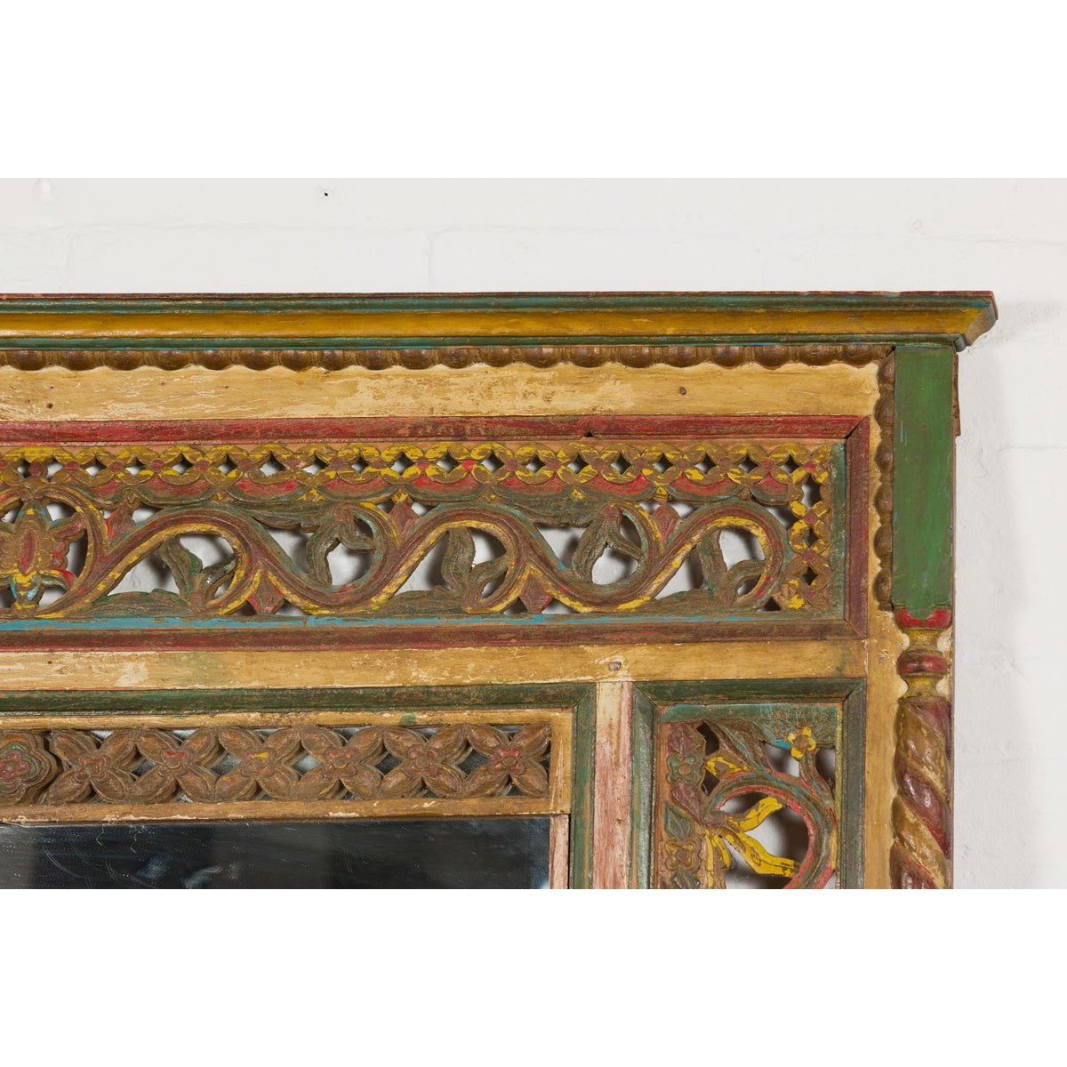 Multicolor Carved Window Frame Converted into Antique Mirror-9. Asian &amp; Chinese Furniture, Art, Antiques, Vintage Home Décor for sale at FEA Home