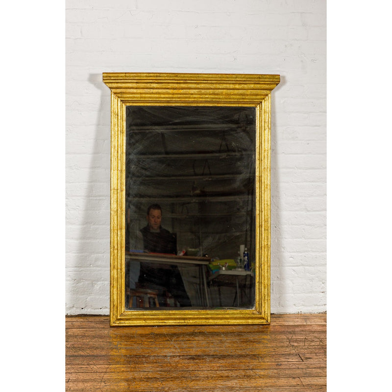 Dutch Colonial Gold Leaf Trumeau Mirror with Beveled Glass, Vintage-YN7875-3. Asian & Chinese Furniture, Art, Antiques, Vintage Home Décor for sale at FEA Home