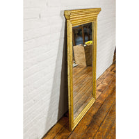 Dutch Colonial Gold Leaf Trumeau Mirror with Beveled Glass, Vintage