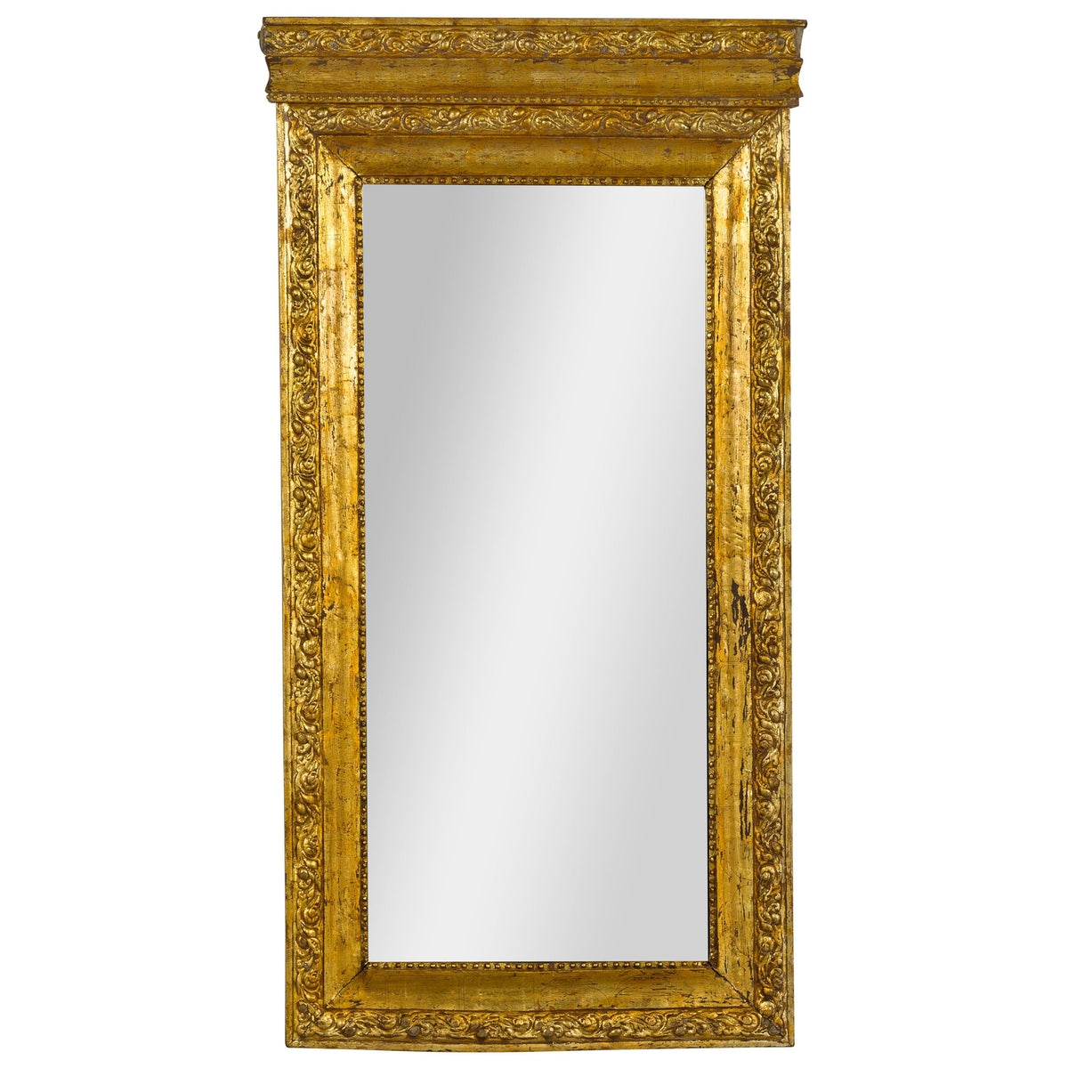 Colonial Vintage Giltwood Trumeau Mirror with Carved Scrollwork Motifs-1. Asian & Chinese Furniture, Art, Antiques, Vintage Home Décor for sale at FEA Home