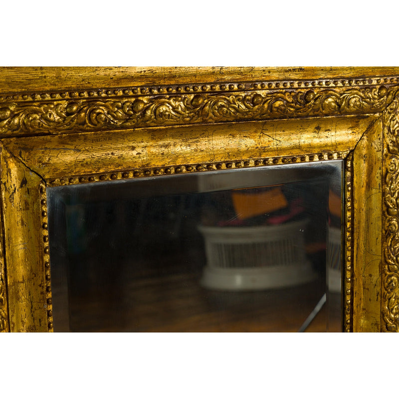 Colonial Vintage Giltwood Trumeau Mirror with Carved Scrollwork Motifs-11. Asian & Chinese Furniture, Art, Antiques, Vintage Home Décor for sale at FEA Home
