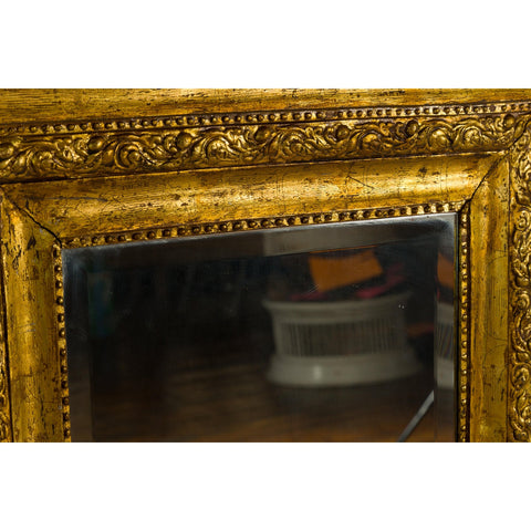 Colonial Vintage Giltwood Trumeau Mirror with Carved Scrollwork Motifs-11. Asian & Chinese Furniture, Art, Antiques, Vintage Home Décor for sale at FEA Home