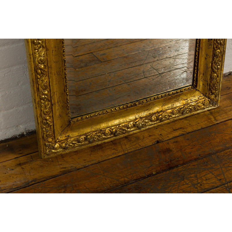 Colonial Vintage Giltwood Trumeau Mirror with Carved Scrollwork Motifs-12. Asian & Chinese Furniture, Art, Antiques, Vintage Home Décor for sale at FEA Home
