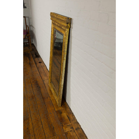 Colonial Vintage Giltwood Trumeau Mirror with Carved Scrollwork Motifs-14. Asian & Chinese Furniture, Art, Antiques, Vintage Home Décor for sale at FEA Home