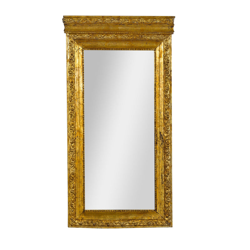 Colonial Vintage Giltwood Trumeau Mirror with Carved Scrollwork Motifs-16. Asian & Chinese Furniture, Art, Antiques, Vintage Home Décor for sale at FEA Home