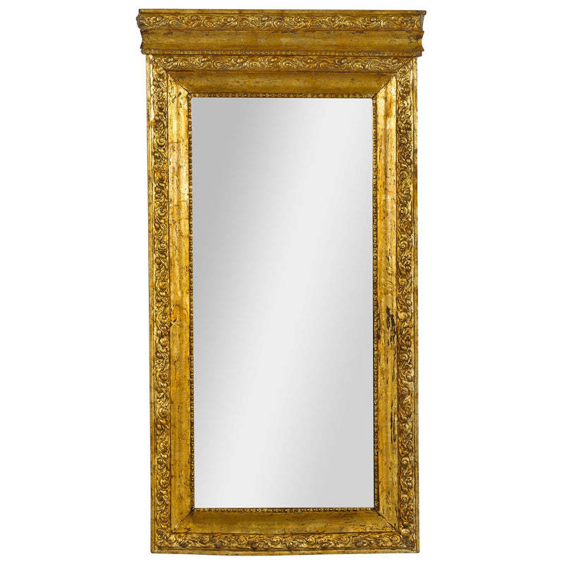 Colonial Vintage Giltwood Trumeau Mirror with Carved Scrollwork Motifs-1. Asian & Chinese Furniture, Art, Antiques, Vintage Home Décor for sale at FEA Home
