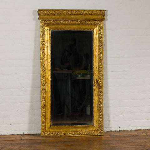 Colonial Vintage Giltwood Trumeau Mirror with Carved Scrollwork Motifs-2. Asian & Chinese Furniture, Art, Antiques, Vintage Home Décor for sale at FEA Home