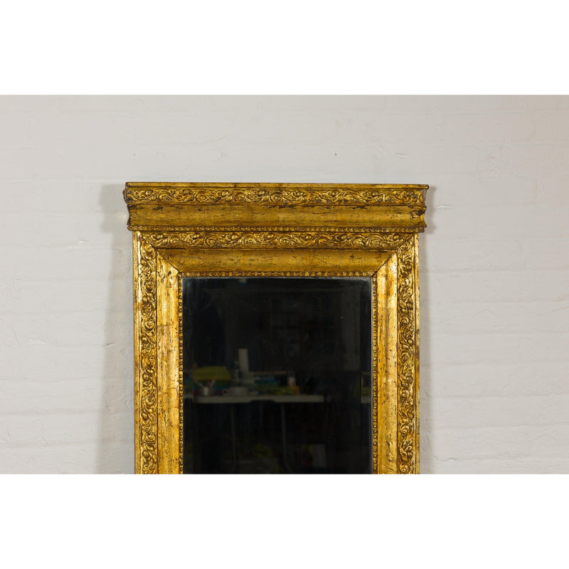 Colonial Vintage Giltwood Trumeau Mirror with Carved Scrollwork Motifs-3. Asian & Chinese Furniture, Art, Antiques, Vintage Home Décor for sale at FEA Home