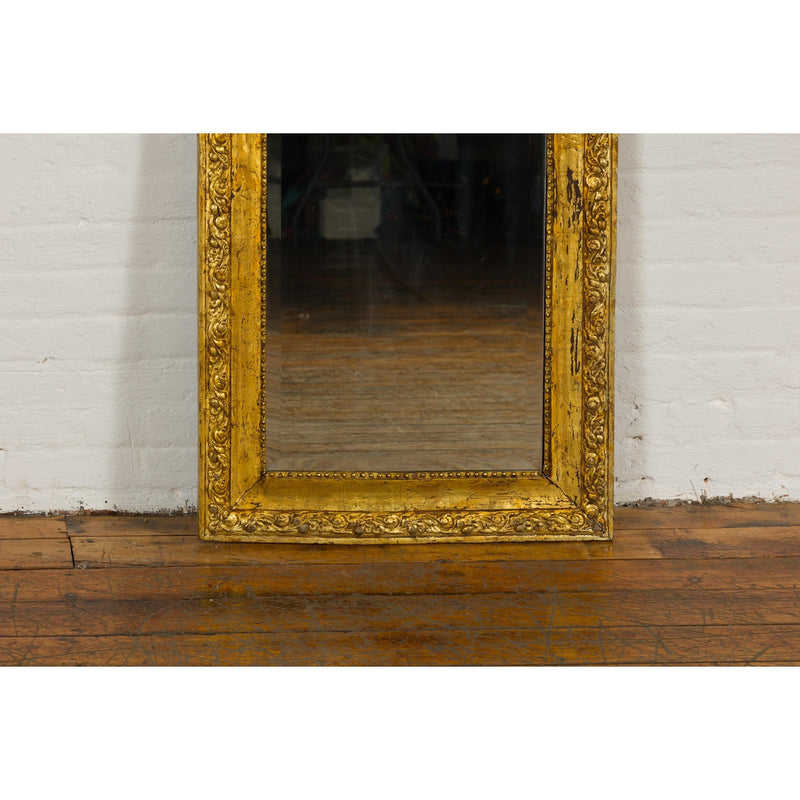 Colonial Vintage Giltwood Trumeau Mirror with Carved Scrollwork Motifs-4. Asian & Chinese Furniture, Art, Antiques, Vintage Home Décor for sale at FEA Home