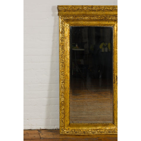 Colonial Vintage Giltwood Trumeau Mirror with Carved Scrollwork Motifs-5. Asian & Chinese Furniture, Art, Antiques, Vintage Home Décor for sale at FEA Home