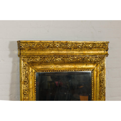 Colonial Vintage Giltwood Trumeau Mirror with Carved Scrollwork Motifs-7. Asian & Chinese Furniture, Art, Antiques, Vintage Home Décor for sale at FEA Home