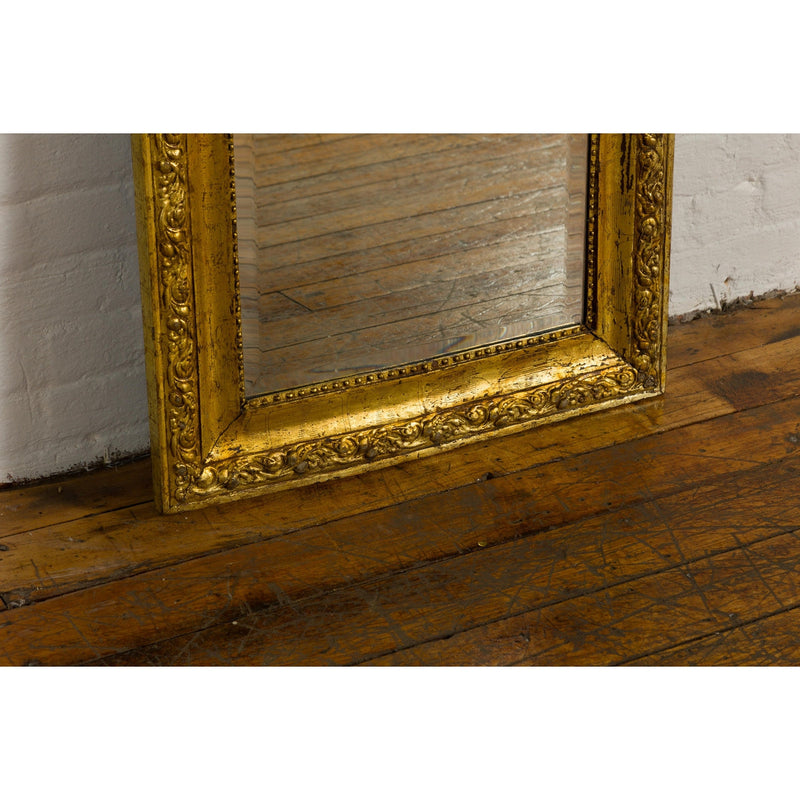 Colonial Vintage Giltwood Trumeau Mirror with Carved Scrollwork Motifs-8. Asian & Chinese Furniture, Art, Antiques, Vintage Home Décor for sale at FEA Home
