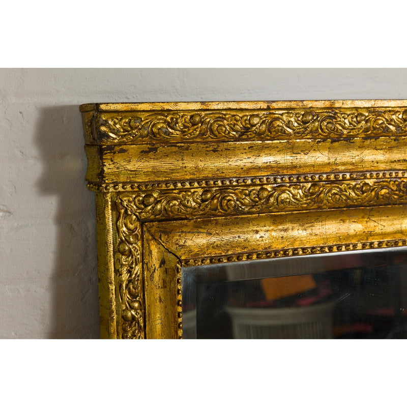 Colonial Vintage Giltwood Trumeau Mirror with Carved Scrollwork Motifs-9. Asian & Chinese Furniture, Art, Antiques, Vintage Home Décor for sale at FEA Home
